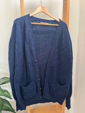 Kerry Classics Made in Ireland 100% Wool Navy Speckled Cardigan Sweater